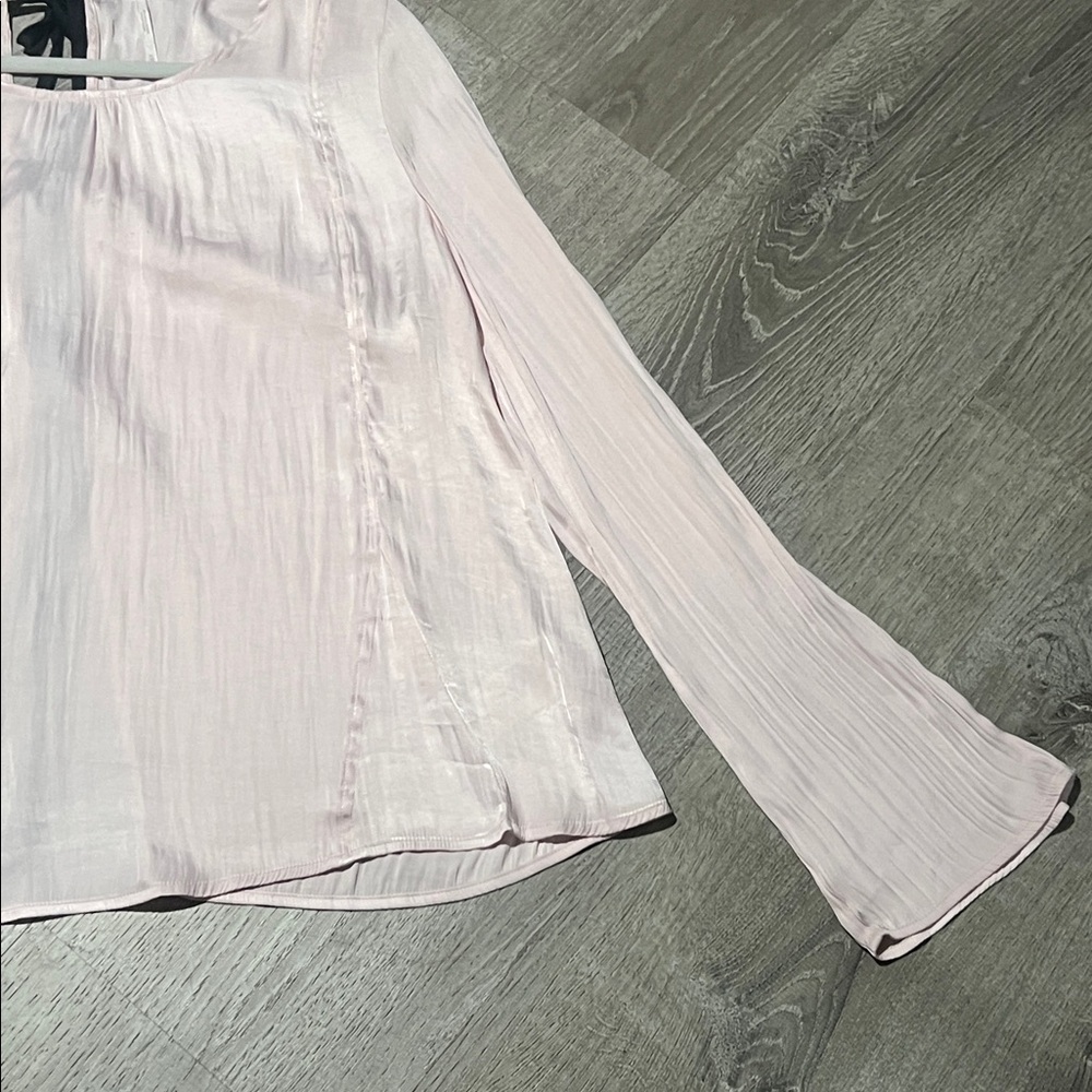 Free People Pink Arabella Tie Back Satin Blouse - Picture 10 of 14